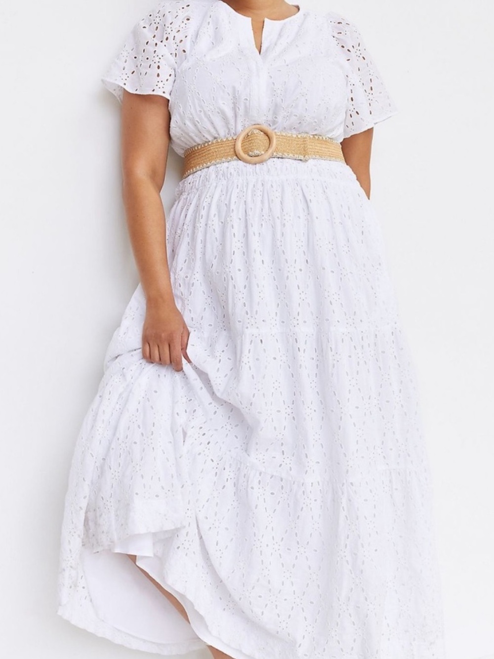 Anthropologie The Somerset Short Sleeve Maxi Dress White Eyelet Edition Size XL - Picture 14 of 16